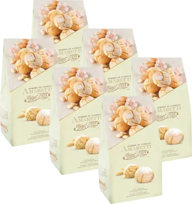 Produktbild von Pietro Rossi Weiche Amaretti 120 g 6er Pack | runde weiche italienische Gebäckspezialitäten aus Italien einzeln verpackt