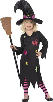 Obrázok produktu pre Čarodejnícky kostým Čarodejnica Halloween veľkosť: 98-104 (T), 110-122 (S), 128-134 (M), veľkosť:M