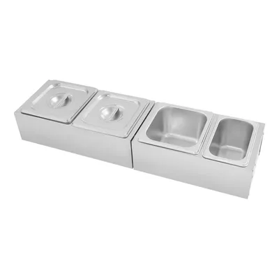 Image de Boîte à épices à 4 compartiments en acier inoxydable avec couvercle argenté (3 grands + 1 petit)