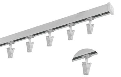 Produktbild von Deckenvorhangschiene 180 cm - weiß - aus Aluminium - mit Klammern - schnelle Montage