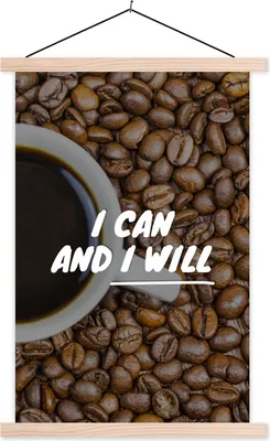 Produktbild von MuchoWow® Textilposter Zitate - Sprichwörter - 'Ich kann und ich will 60x90 cm mit holzfarbenen Rahmen - Textil