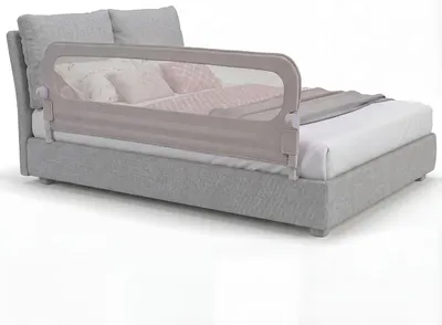 Produktbild von Zusammenklappbares Bettgitter als Rausfallschutz, 200 x 60 cm, Kinderbettgitter mit Netzgewebe und Gurt, einfache Montage, für Boxspringbett, Kinderbett und Elternbett (Grau)