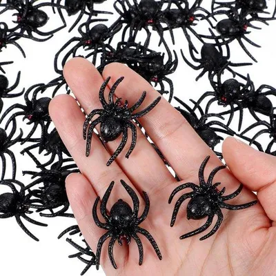 Produktbild von Kleine Plastikspinnen 4x3cm für Halloween Dekoration