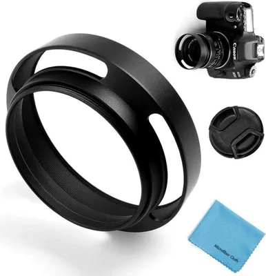 Produktbild von 43mm Hohl Metall Gegenlichtblende mit Objektivdeckel und Putztuch