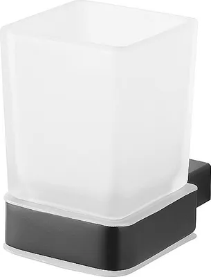 Produktbild von BERO Glashalter mit Glas Messing Schwarz 64x100x97 mm für Bad & Küche >> zum Bohren