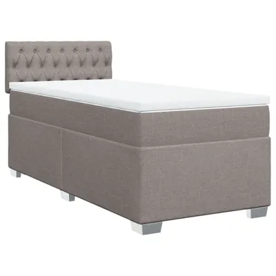 Image de Sommier à lattes de lit avec matelas Taupe 90x190 cm Tissu