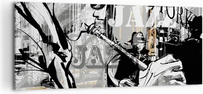 Produktbild von Bild auf Leinwand - Leinwandbild - Jazz Musik Musiker - 120x50cm - Wand Bild - Wanddeko - Leinwanddruck - Bilder - Kunstdruck - Wanddekoration - Leinwand bilder - Wandkunst - AB120x50-3792