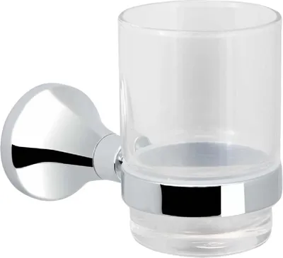 Produktbild von tecuro Badausstattung Zahnputzbecher Glas mit Halter einfach, Kristallglas, Halter verchromt