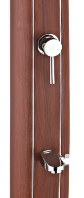 Image de Douche solaire aluminium carrée aspect bois 32 litres