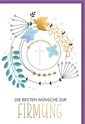 Produktbild von Firmung - Glückwunschkarte 11,5 x 17 cm mit Umschlag - Taube und Kreuz