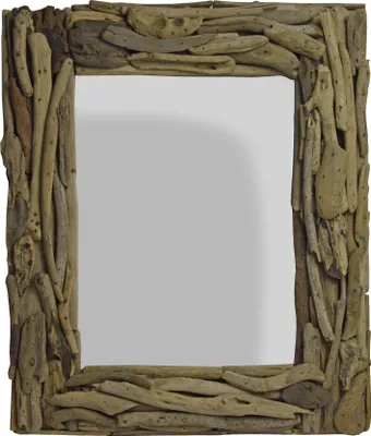 Imagen del producto de Estilo bohemio escandinavo - Espejo de madera flotante – Hecho a mano en Indonesia: Tamaño grande