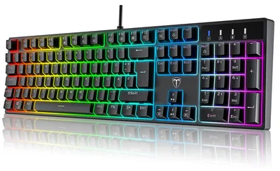 Produktbild von Mechanische Gaming Tastatur QWERTZ mit RGB-Beleuchtung Blue Switches 104 Tasten USB-Kabelgebunden 20 Beleuchtungsmodi N-Key Rollover Wasserdicht PC