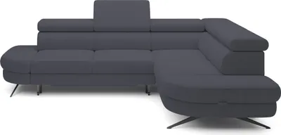Zdjęcie produktu dla ECKSOFA OTIS w kształcie litery L, funkcja spania, regulowane zagłówki, w tkaninie AURORA, luźne poduszki oparciowe, wolnostojąca, PRAWA 218x276x97 cm Ciemnoszara