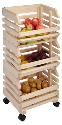 Immagine prodotto di Contenitore di stoccaggio in legno per frutta e verdura, con ruote