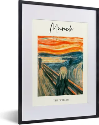 Produktbild von MuchoWow® Gerahmtes Poster Gemälde - Der Schrei - Munch 30x40 cm - Poster mit Schwarzem Bilderrahmen Wandposter Rahmen Foto Bilder - Wandposter Schlafzimmer