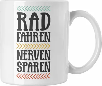 Produktbild von Trendation - Fahrrad Radfahrer Geschenk Rennrad Bike Geschenkidee Männer Tasse Fahrradfahrer Kaffeetasse (Weiß)