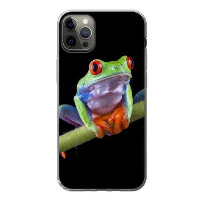 Produktbild von MuchoWow® Handyhülle Schutzhülle Hülle für iPhone 13 Pro Max Frosch - Pflanze - Schwarz Silikon Softcase Handy Hülle - Mobiltelefon