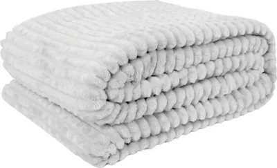 Produktbild von Kuscheldecke Hellgrau 150x200 cm – Jacquard Flanell Decke aus Polyester, flauschig, waschbar, für Wohn- und Schlafzimmer-Deko