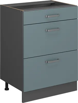 Produktbild von Küchenunterschrank Vicco R-Line Blau-Grau 60 cm mit Schubladen, ohne Arbeitsplatte, Model 41175