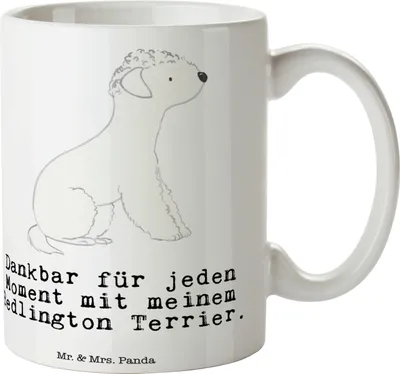 Produktbild von Mr. & Mrs. Panda Tasse Bedlington Terrier Moment - Weiß - Geschenk, Trinkbecher, Pott, Kaffeetasse, Kaffeebecher, Becher