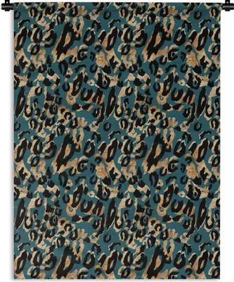 Produktbild von MuchoWow® Wandteppich Wandbehang Gold - Pantherdruck - Türkis 150x200 cm Tapisserie Dekoration Wandtuch - Wandaufhängung - Moderner
