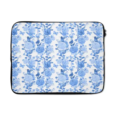 Produktbild von MuchoWow® Laptop Hülle 15 Zoll Blumen - Rosen - Blau Laptoptasche - Laptoptasche - Sleeve - Rundum-Schutz