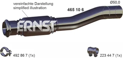 Produktbild von ERNST Abgasrohr Auspuffrohr passend für PEUGEOT 207 (WA, WC) 465106