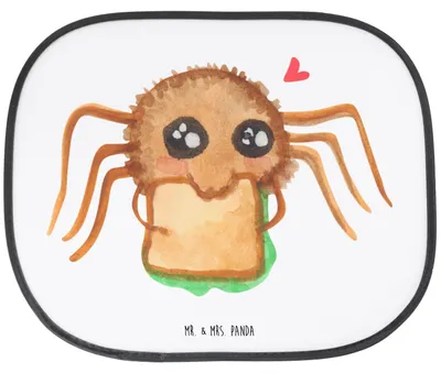 Produktbild von Mr. & Mrs. Panda Sonnenschutz Auto Spinne Agathe Sandwich - Weiß - Geschenk, Sonnenblende, Autosonnenschutz, Lebensfreude, Alles Wird gut, für, Hunger, Glück, Mut