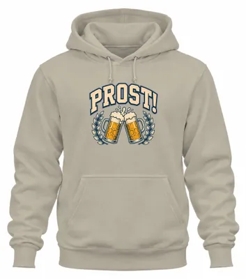 Produktbild von PROST! Bierkrüge Trachtenshirt Lederhose Malz Hoodie Kapuzenpullover, Natur, L