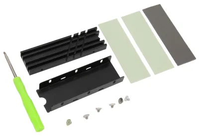 Image de Dissipateur thermique M.2 NVMe double face en alliage d'aluminium avec 3 pastilles thermiques, dissipateur thermique argenté pour SSD M.2 2280 850 EVO