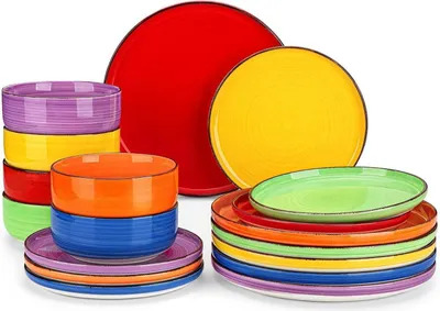 Immagine prodotto di Servizio da tavola 6 persone in gres 18 pezzi colorati a spirale