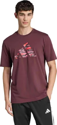 Produktbild von Adidas T-Shirt Lila mit Camo-3-Streifen-Logo, Rundhalsausschnitt, Normale Passform