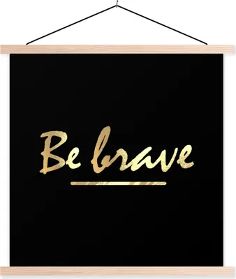 Produktbild von MuchoWow® Textilposter Zitate - Gold - Schwarz 60x60 cm mit holzfarbenen Rahmen - Wanddekoration