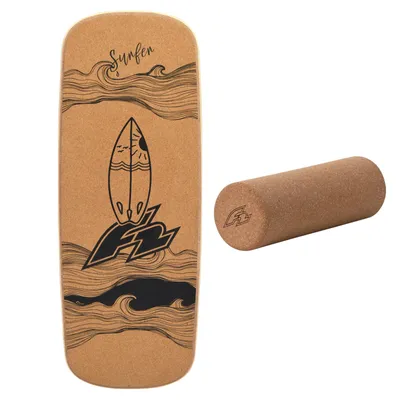 Produktbild von F2 Set Kork Balance Board Pill Flat Shape 80x30cm + Korkrolle
