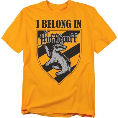 Image de T-shirt "I Belong In" Harry Potter, pour hommes et femmes, modèle unie, référence TV38347 (taille S), couleur or