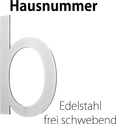 Produktbild von Edelstahl Hausnummer Groß Gross Haus Nummer Buchstabe b Zahlen Hausnummernschild Hausnummern Schild Gebürstet 2D Arial V2Aox