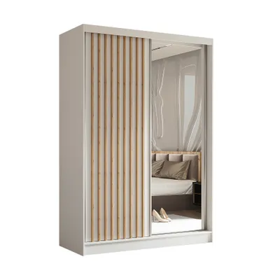 Produktbild von AX LIVING Cabinio Schrank mit Spiegel Weiß Eiche Artisan Lamell 150 cm