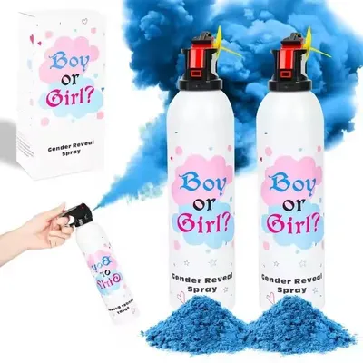 Image de Fête de révélation du sexe - Extincteur à poudre en spray - Lanceur de poudre colorée - Poudre fumigène pour baby shower - Décoration d'anniversaire - Bleu