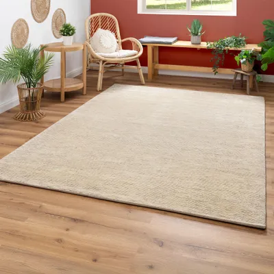 Produktbild von Steffensmeier Nepal Teppich Rib Eye Natural Silk 60 | Wohnzimmer | Beste Qualität | Tibetwolle, Beige Braun, Größe: 170x240 cm