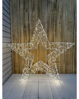 Produktbild von 4x LED Drahtstern 90cm mit Timer Weihnachtsdekoration Weihnachtsstern Leuchtstern Drahtstern Adventsstern
