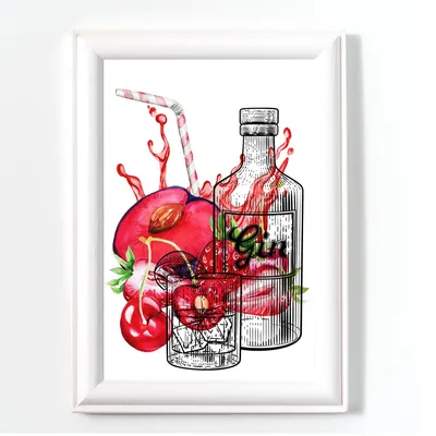 A4 Kunstdruck Küche Gin-Motiv ungerahmt 29,7x21 cm