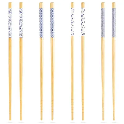 Produktbild von Excellent Houseware Essstäbchen Reisstäbchen Sushi-Stäbchen Stäbchen aus Bambus für Sushi, Set mit 8 Stk. 24 cm