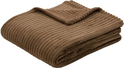 Produktbild von GÖZZE Feine Corddecke leichte flauschige Wohndecke in Cordoptik Taupe 150 x 200 cm