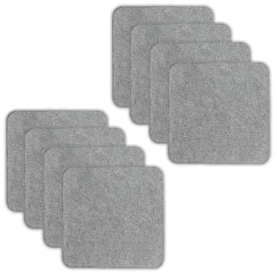 A set of gray square felt seat cushions.