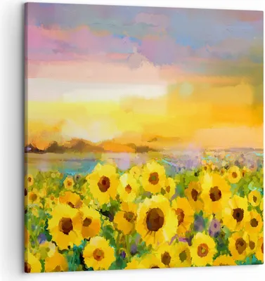 Produktbild von Bild auf Leinwand - Leinwandbild - Sonnenblumen Blume - 50x50cm - Wand Bild - Wanddeko - Wandbilder - Leinwanddruck - Bilder - Kunstdruck - Wanddekoration - Leinwand bilder - Wandkunst - AC50x50-3775