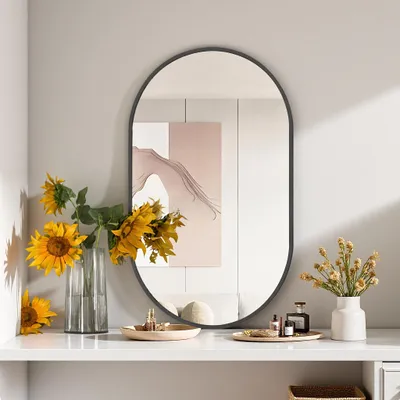 Imagen del producto de Espejo de pared REMZETTA, 75 x 50 cm, espejo ovalado con marco  y vidrio templado, ideal para colgar en pasillos, dormitorios y salones