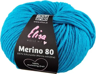 Produktbild von Elisa Wolle Merino 80,extrafeine superweiche 100% Wolle, 50g/80 m, 7125 Türkis