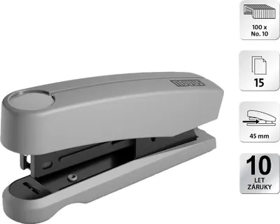 Obrázek produktu pro Novus - sešívačka B 10 Professional Color ID 2.0, 15 listů, šedá