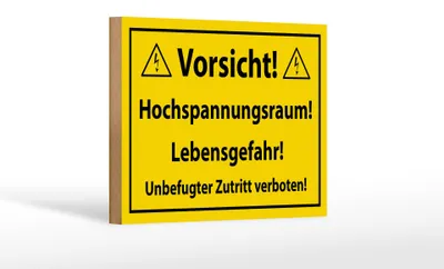 Produktbild von Holzschild Hinweis 18x12cm Vorsicht Hochspannungsraum