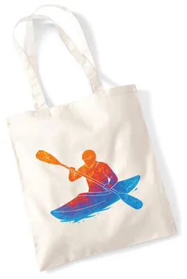 Produktbild von Huuraa Jutebeutel Canoeing Kajakfahren bunte Silhouette 10 Liter Natural Baumwolle Tasche Geschenkidee
